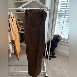 Brown small faux leather strapless dress